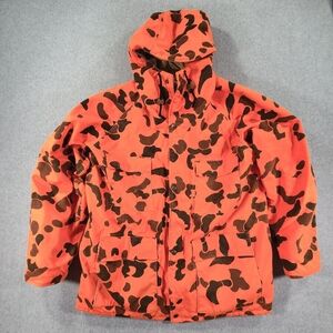 Cabela’s Hunting Gore Tex Blaze Camo Hooded Coat Mens XL Orange Thinsulate USA